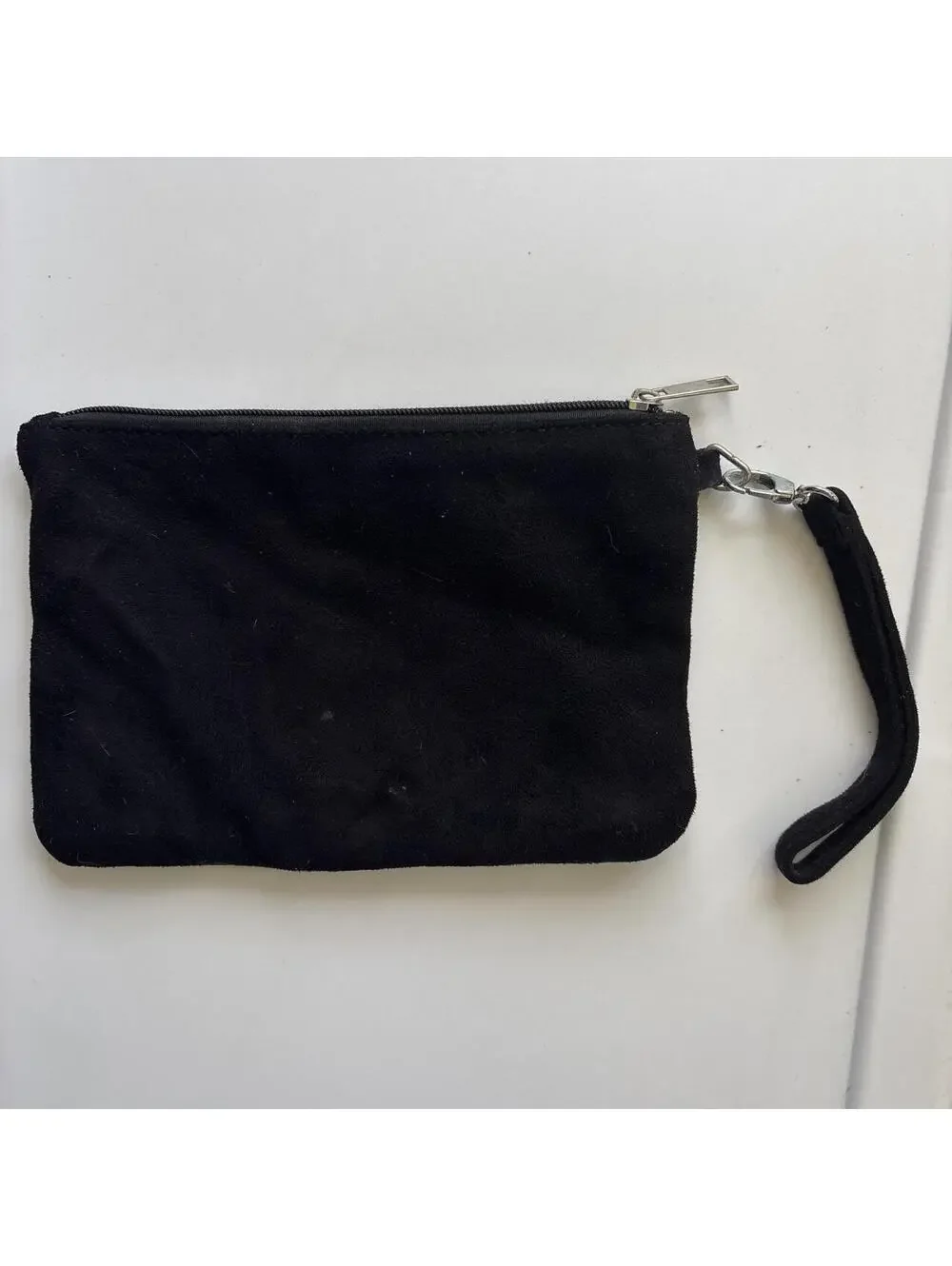 Black Suede Wristlet Clutch with Silver Studded Sunburst Design